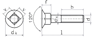 Болт с квадратным подголовком DIN 605