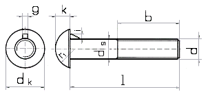 DIN 607 Болт с полукруглой головкой, мебельный